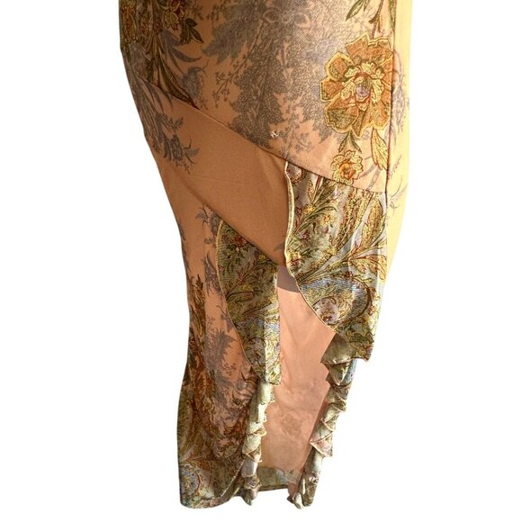 Windsor Strapless Floral Brocade Ruffle Midi Dress Peach Multicolor Size M NWT - Picture 5 of 13